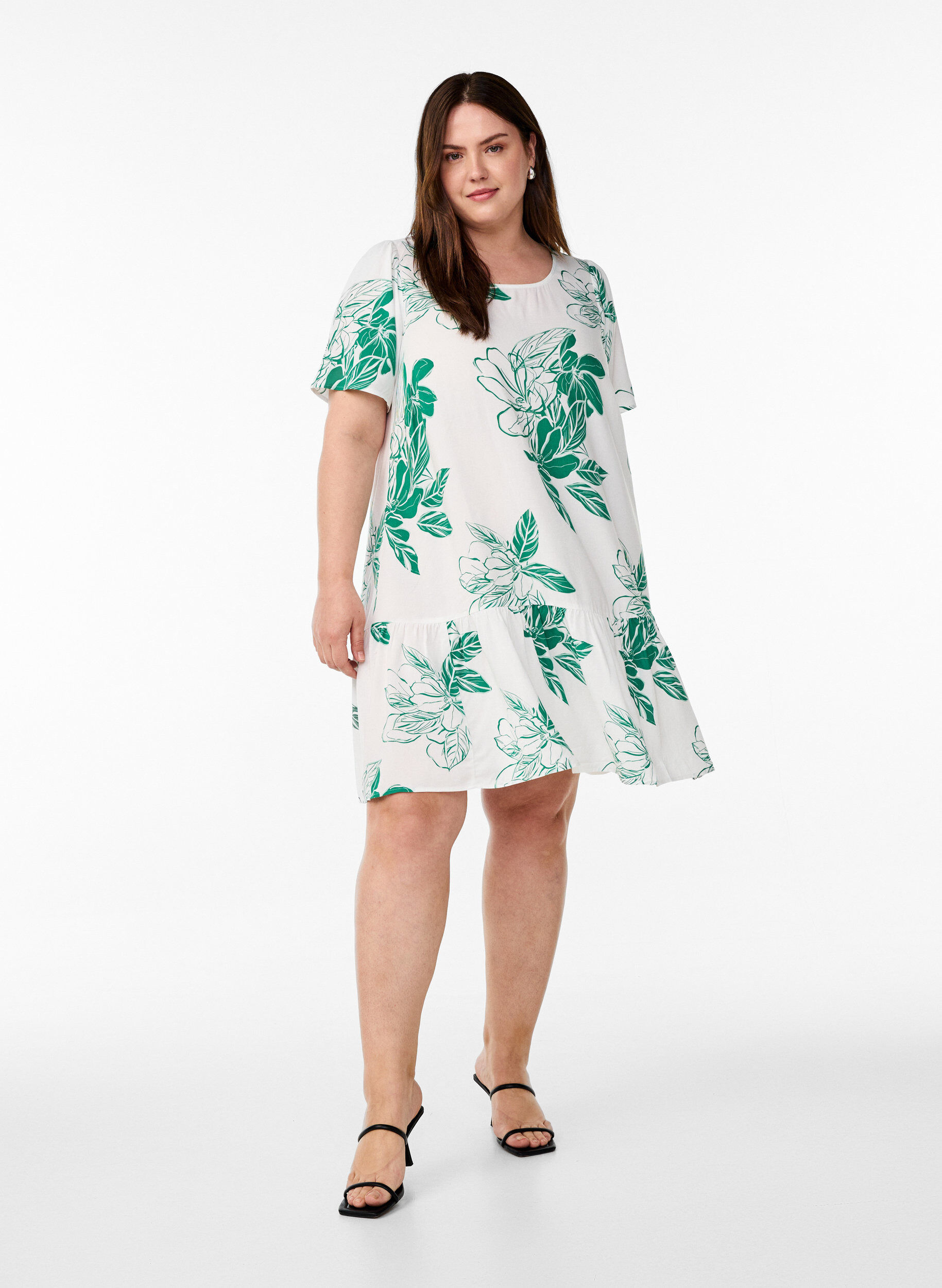 ZizziViskoosimekko leikkauslinjalla, Vihre&auml;, Model image number 1