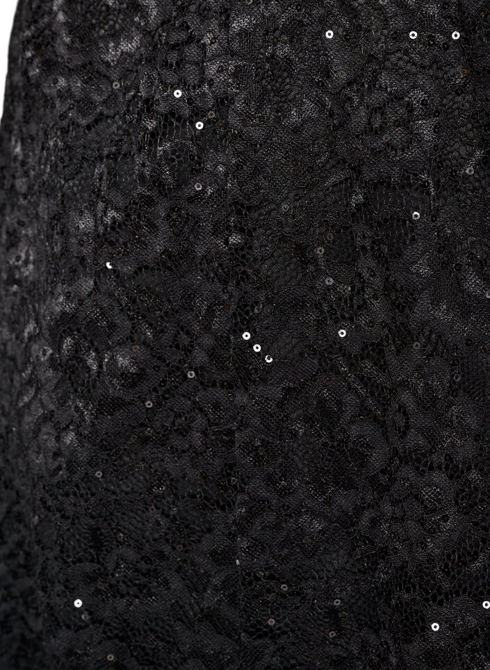 Paljettipitsinen midihame, Musta, Packshot image number 2