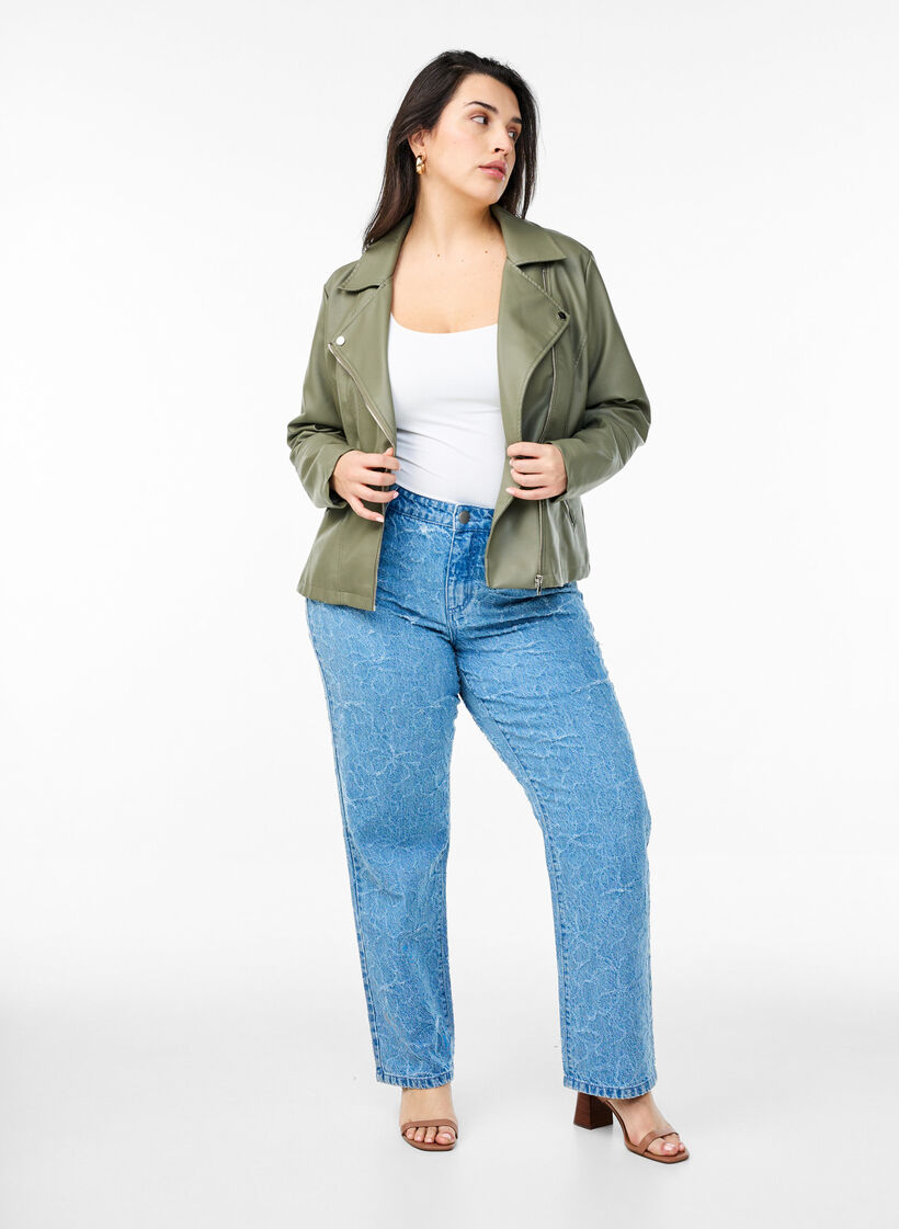 Biker-takki keinonahasta, Vihre&auml;, Model image number 1