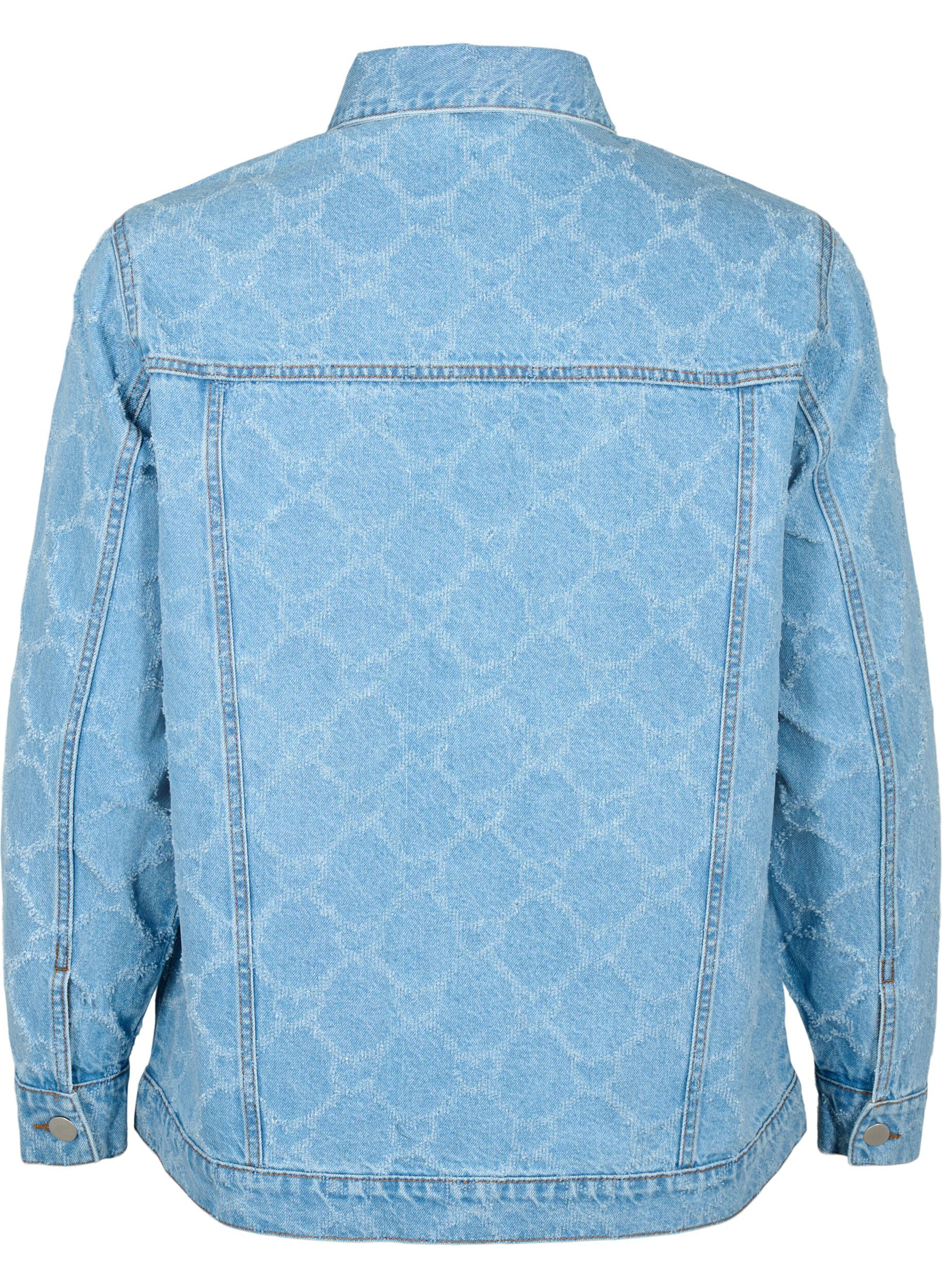 Zizzi Farkkutakki h&auml;ivytetyll&auml; kuviolla, Blue denim, Packshot image number 1