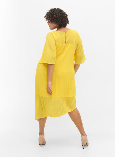A-mallinen mekko 2/4-hihoilla, Primrose Yellow, Model image number 1