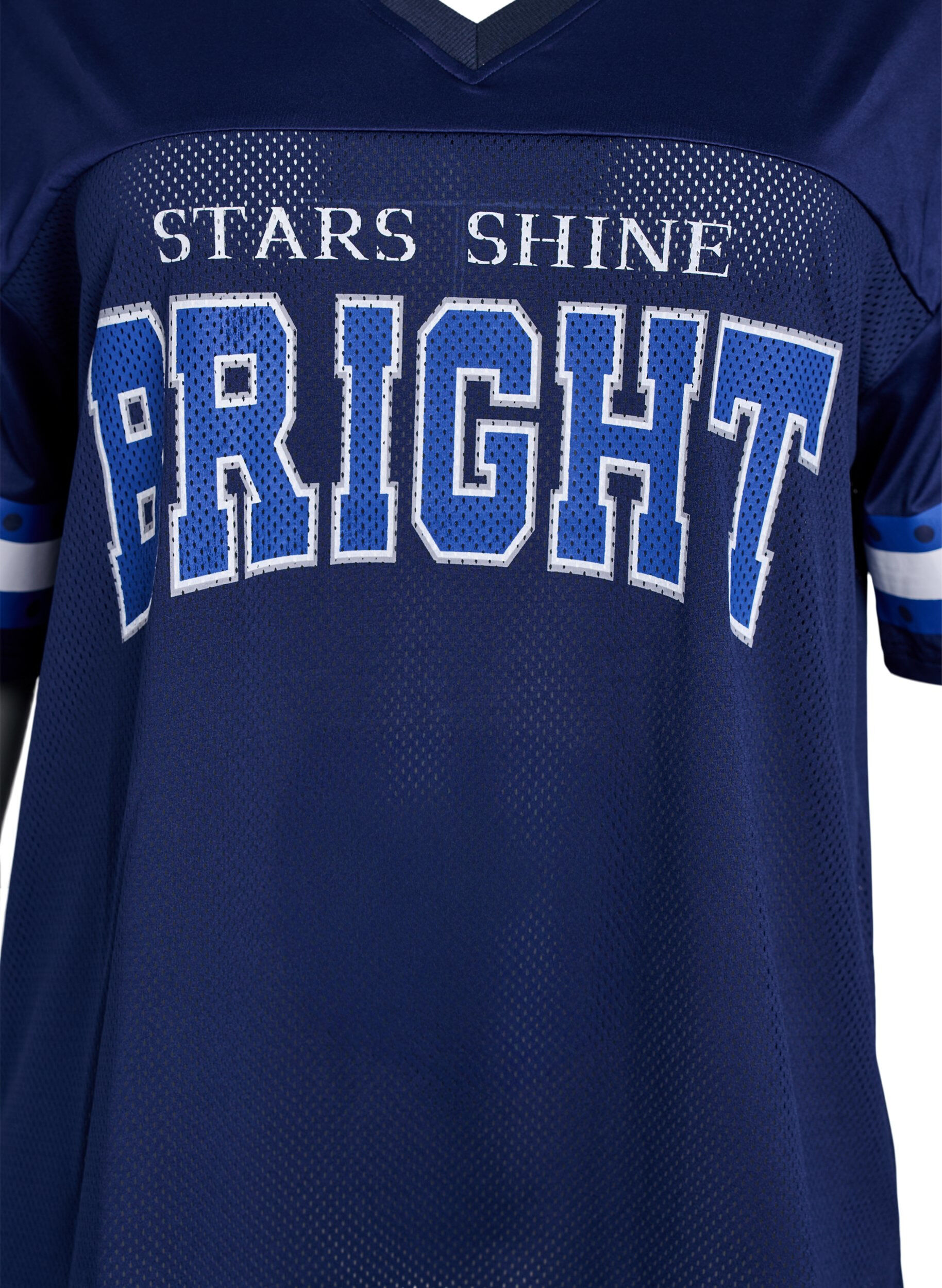 Zizzi V-aukollinen treenipaita etupuolen printill&auml;, Sininen, Packshot image number 2