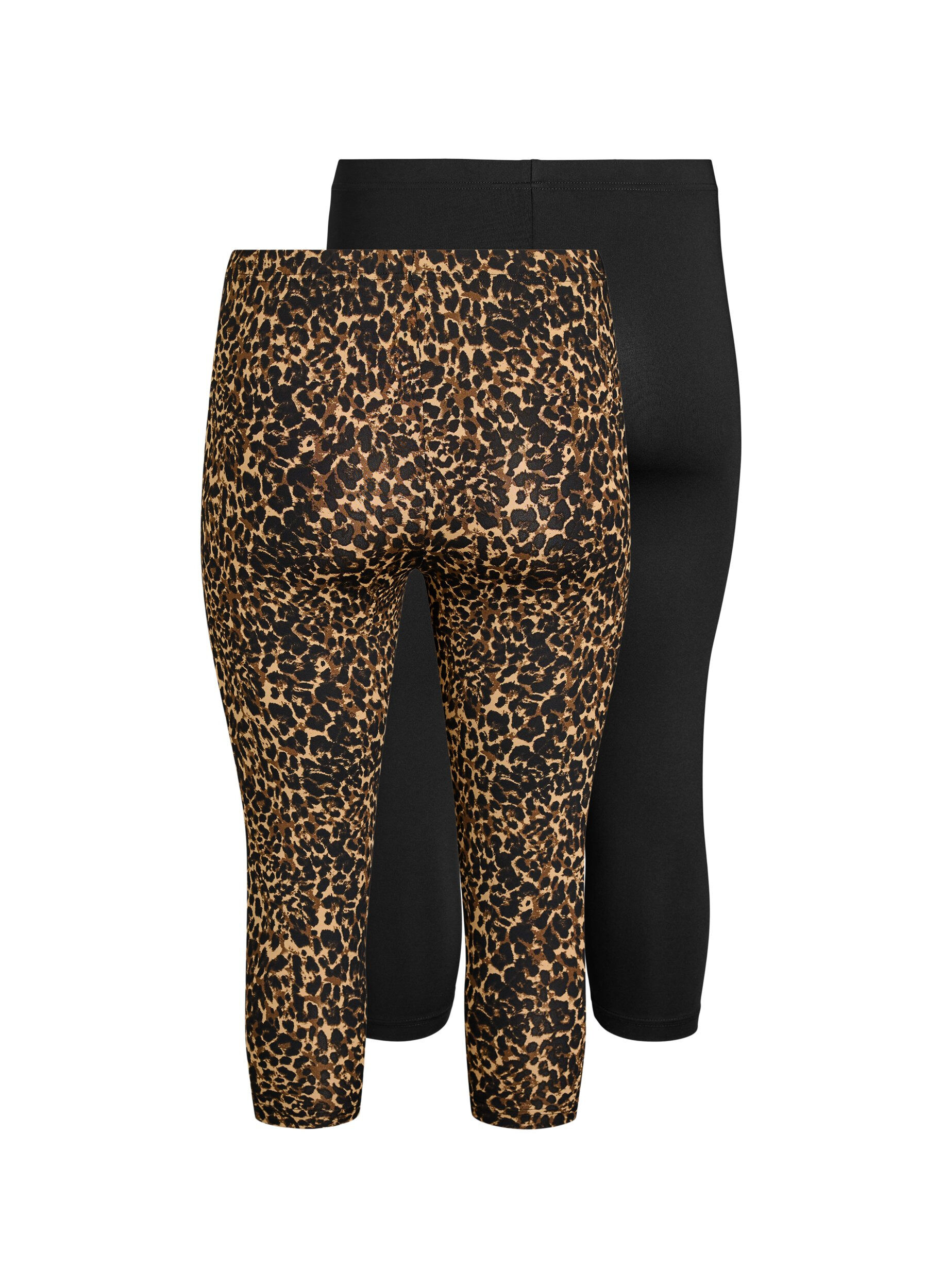 Zizzi 2-pack 3/4-pituiset leggingsit, Musta, Packshot image number 1
