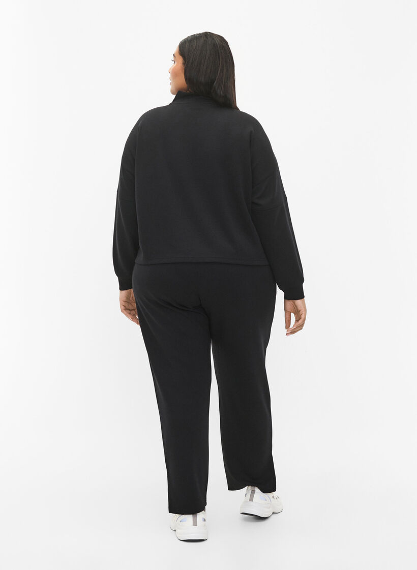 Modaalisekoitteiset housut, joissa on halkio, Black, Model image number 1