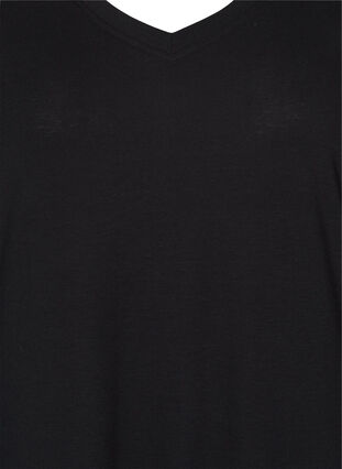 Yksinkertainen mekko v-aukolla ja pitkillä hihoilla, Black, Packshot image number 2