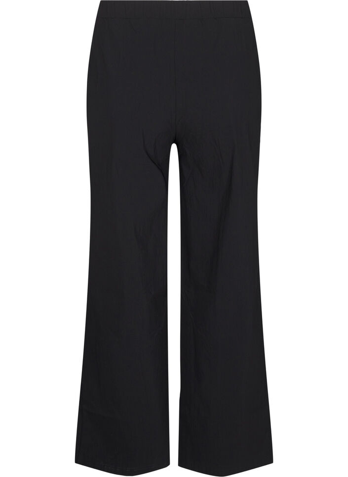 Leveälahkeiset housut joustavalla vyötäröllä, Musta, Packshot image number 1