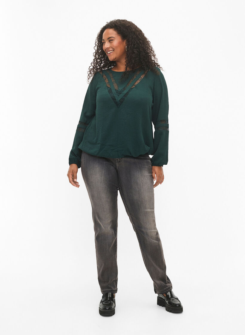 Pitkähihainen pusero, jossa on pitsiä, Scarab, Model image number 2