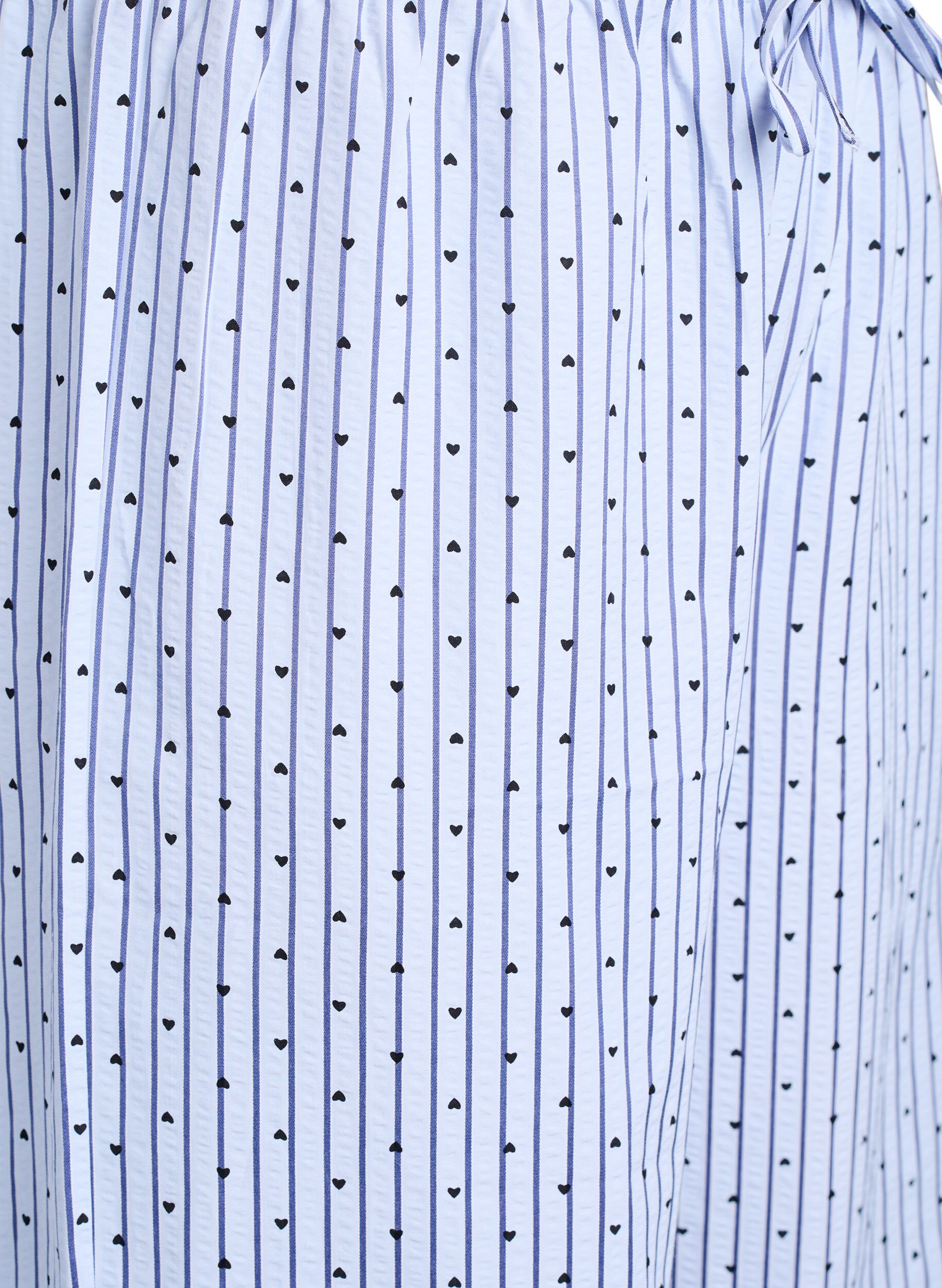 Zizzi V&auml;lj&auml; seersucker-pyjamahousu, jossa korkea vy&ouml;t&auml;r&ouml;, Sininen, Packshot image number 2