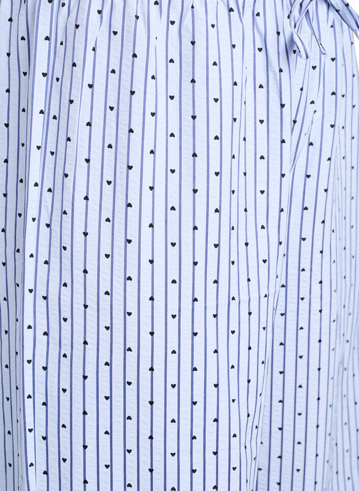 V&auml;lj&auml; seersucker-pyjamahousu, jossa korkea vy&ouml;t&auml;r&ouml;, Sininen, Packshot image number 2