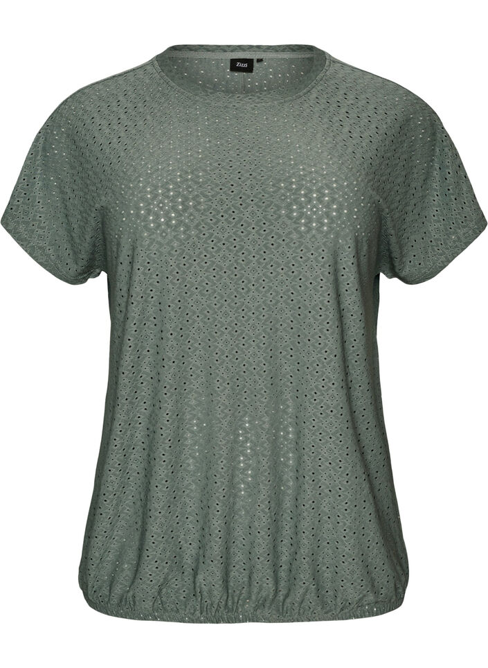 Pusero brodeerauksella ja kevyell&auml; pallomaisella efektill&auml;, Vihre&auml;, Packshot image number 0