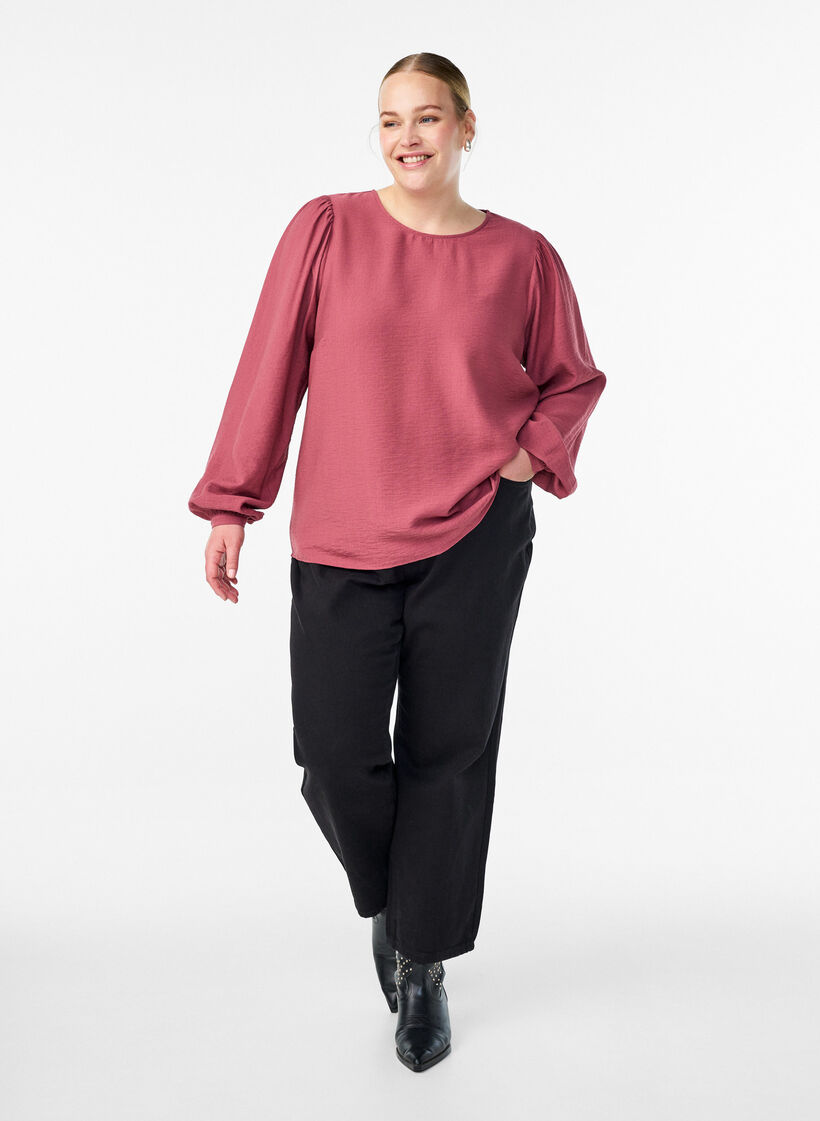 Pitkähihainen viskoosipusero, Vaaleanpunainen, Model image number 1