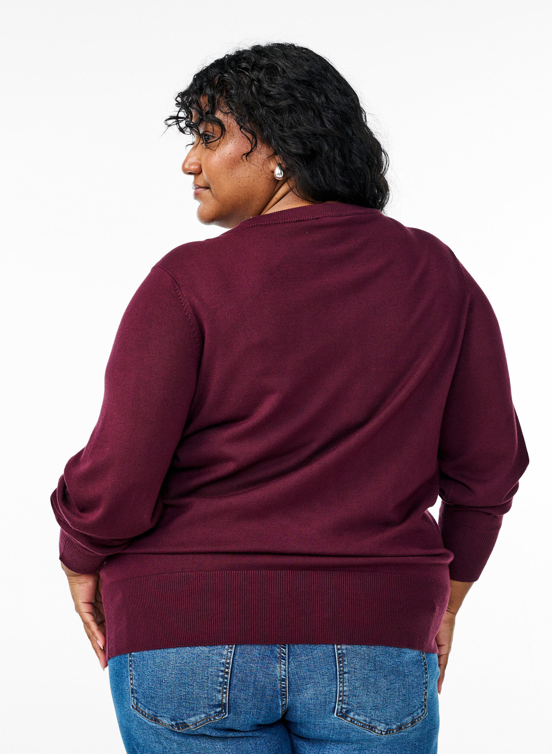 Zizzi Neuletakki, jossa py&ouml;re&auml; p&auml;&auml;ntie ja napit, Punainen, Model image number 2