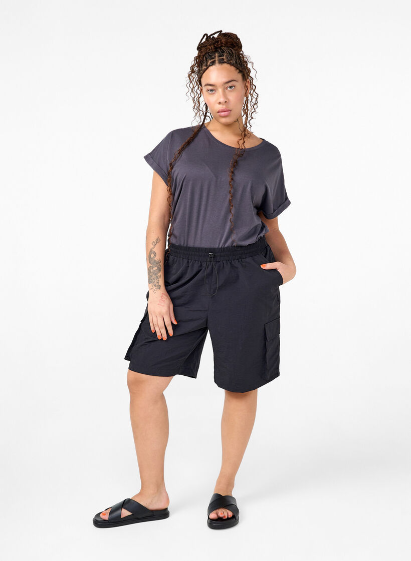 Lyhythihainen puuvillasekoitteinen T-paita, Harmaa, Model image number 1