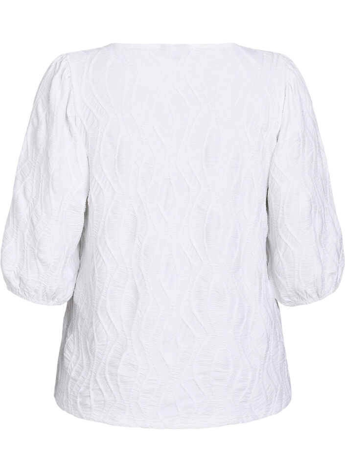 Tekstuuripusero 3/4-hihoilla, Valkoinen, Packshot image number 1