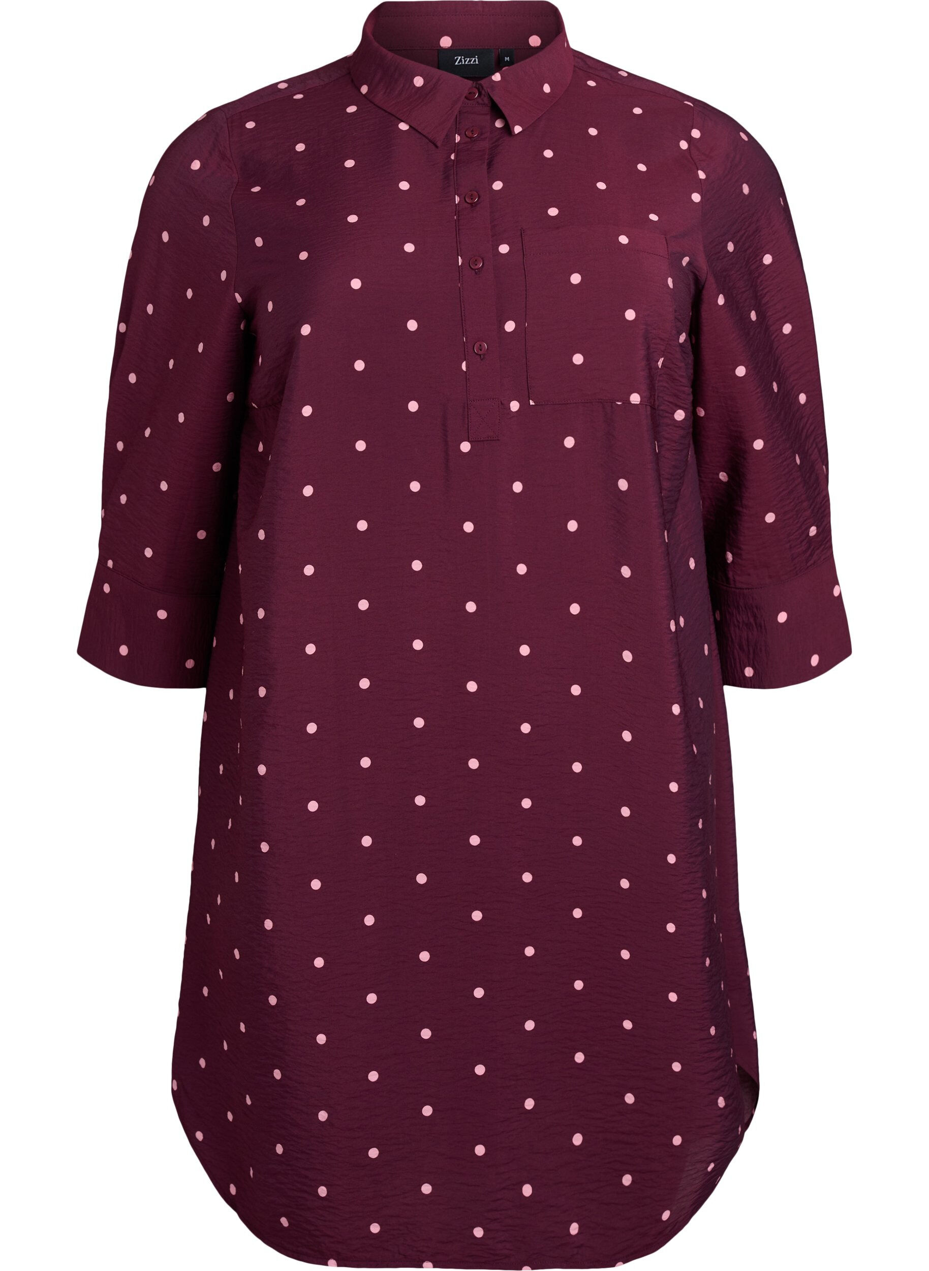 ZizziLyhyt mekko kauluksella ja rintataskulla, Punainen, Packshot image number 0