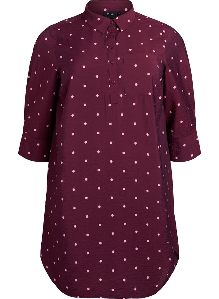 Lyhyt mekko kauluksella ja rintataskulla, Punainen, Packshot image number 0