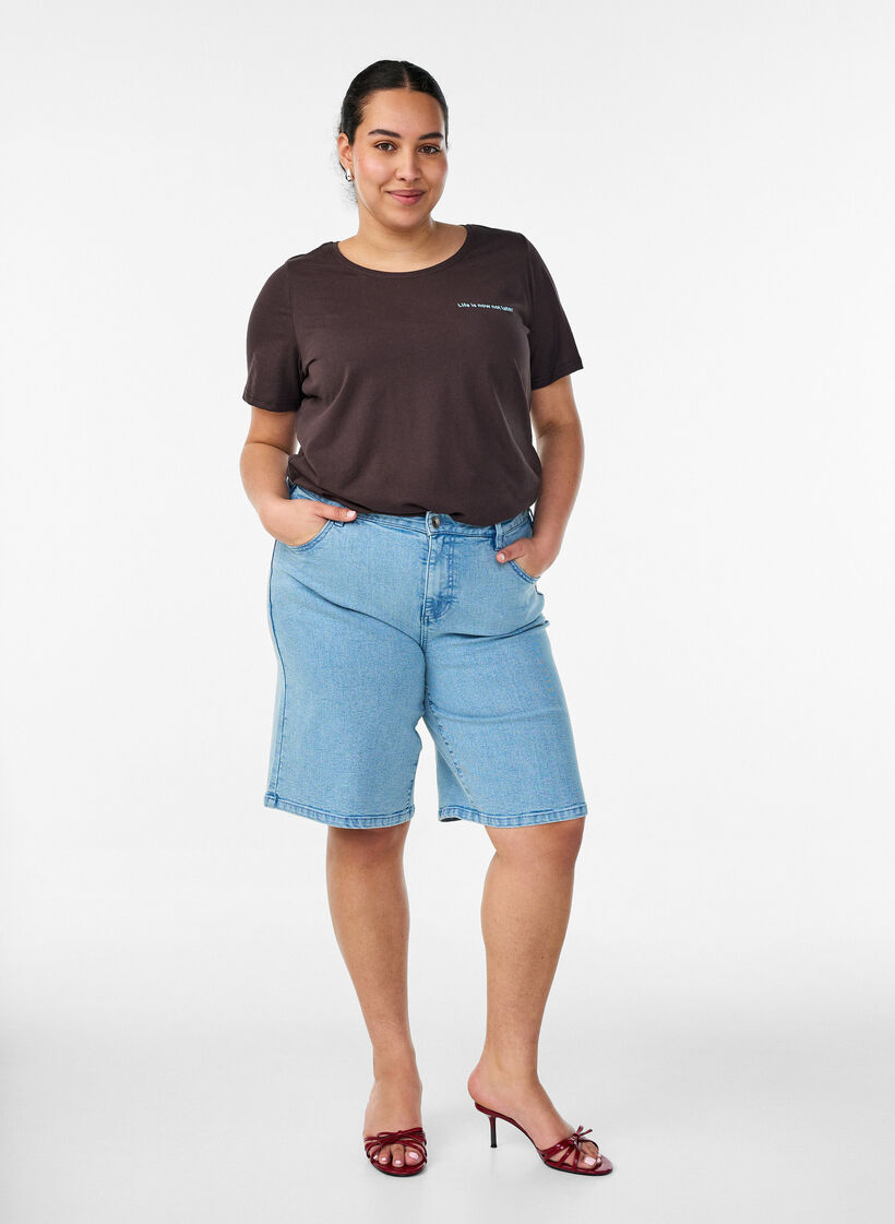 T-paita printill&auml;, Ruskea, Model image number 1