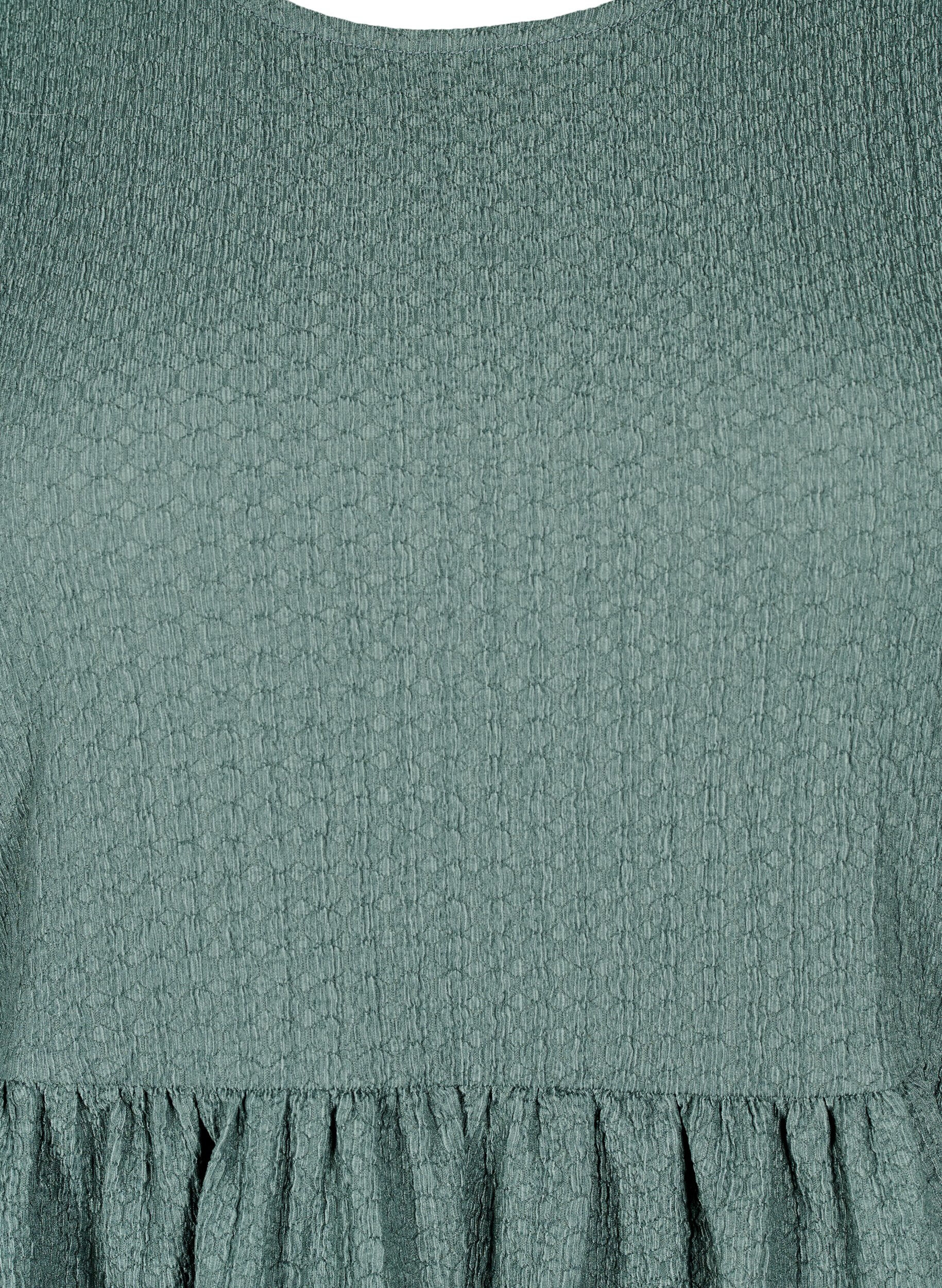 Zizzi FLASH - Lyhyt mekko tekstuurilla ja 3/4-hihoilla, Balsam Green, Packshot image number 2