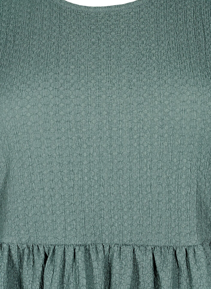 FLASH - Lyhyt mekko tekstuurilla ja 3/4-hihoilla, Balsam Green, Packshot image number 2