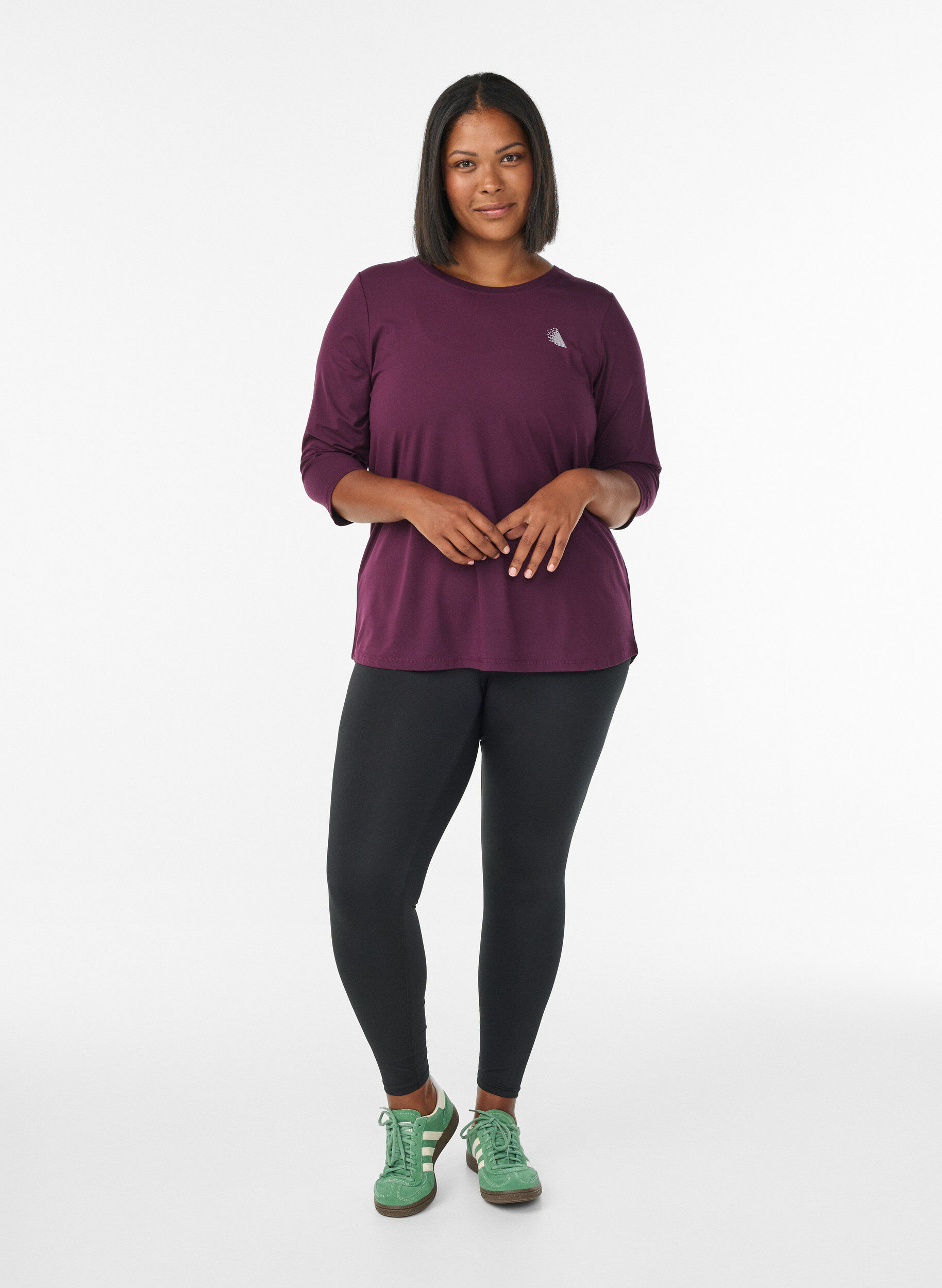 ZizziTreeniyl&auml;osa 3/4-hihoilla, Violetti, Model image number 1