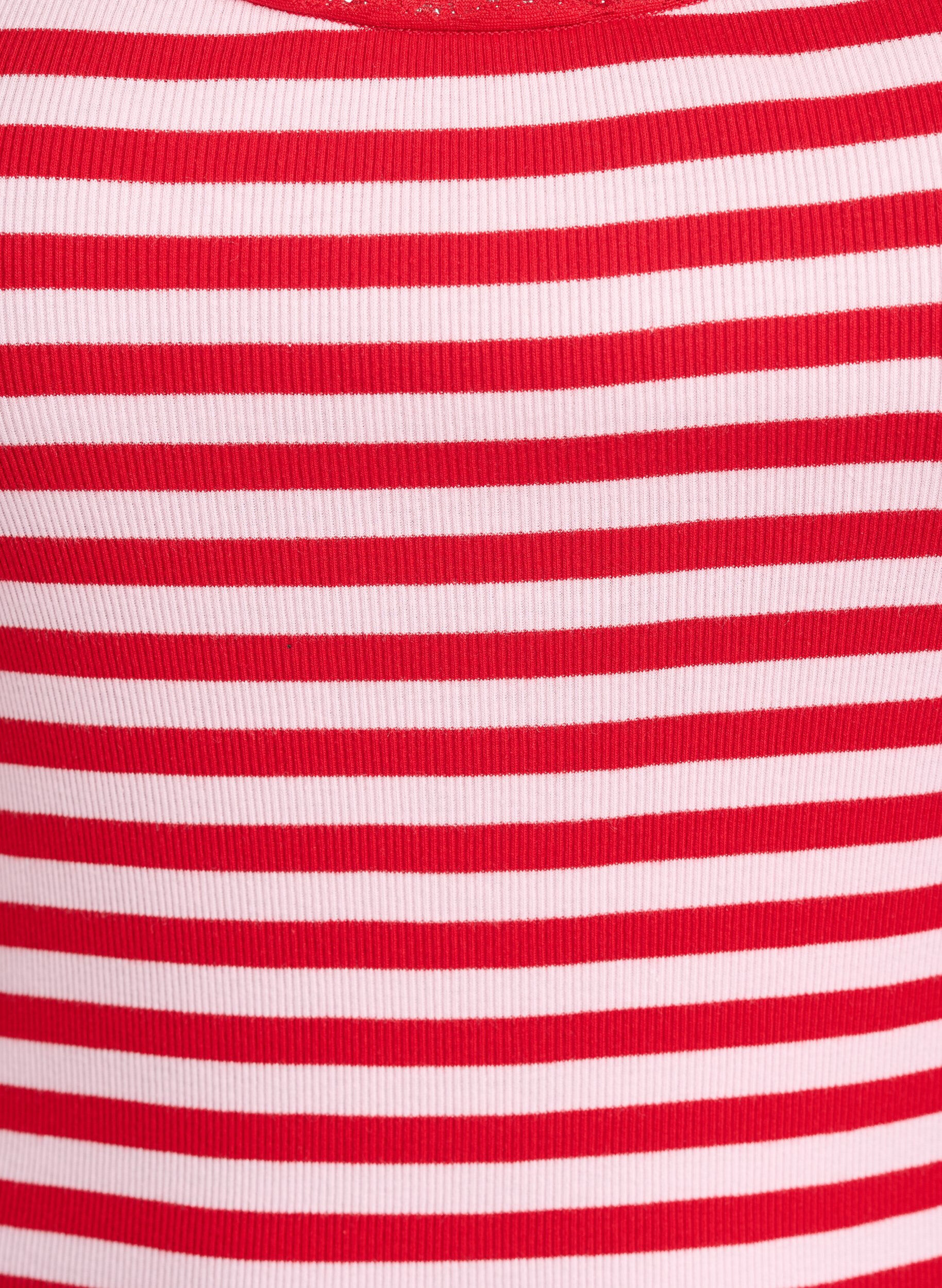 Zizzi Raidallinen ribbitoppi pitsisomisteella, Vaaleanpunainen, Packshot image number 2