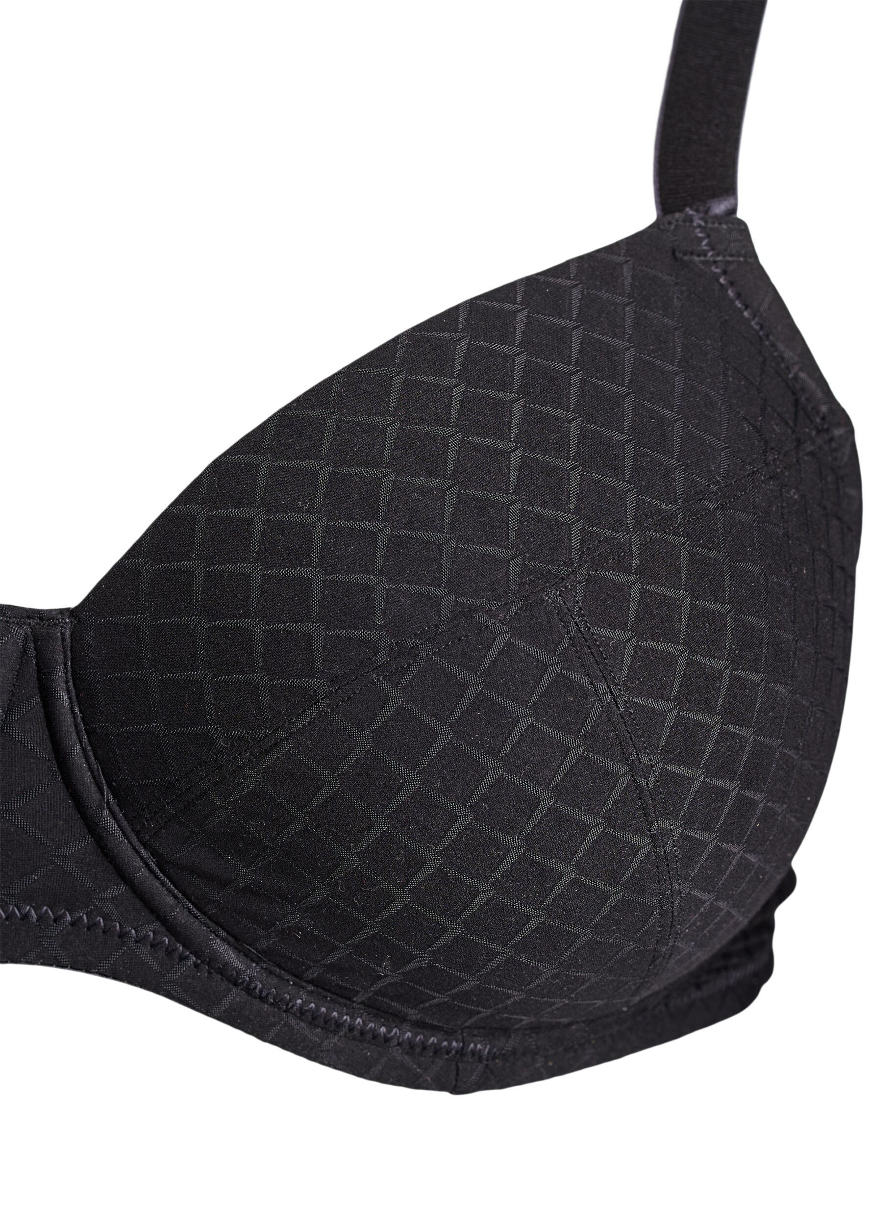 ZizziTopatut mikrokuiturintaliivit ruutukuviolla, Musta, Packshot image number 2