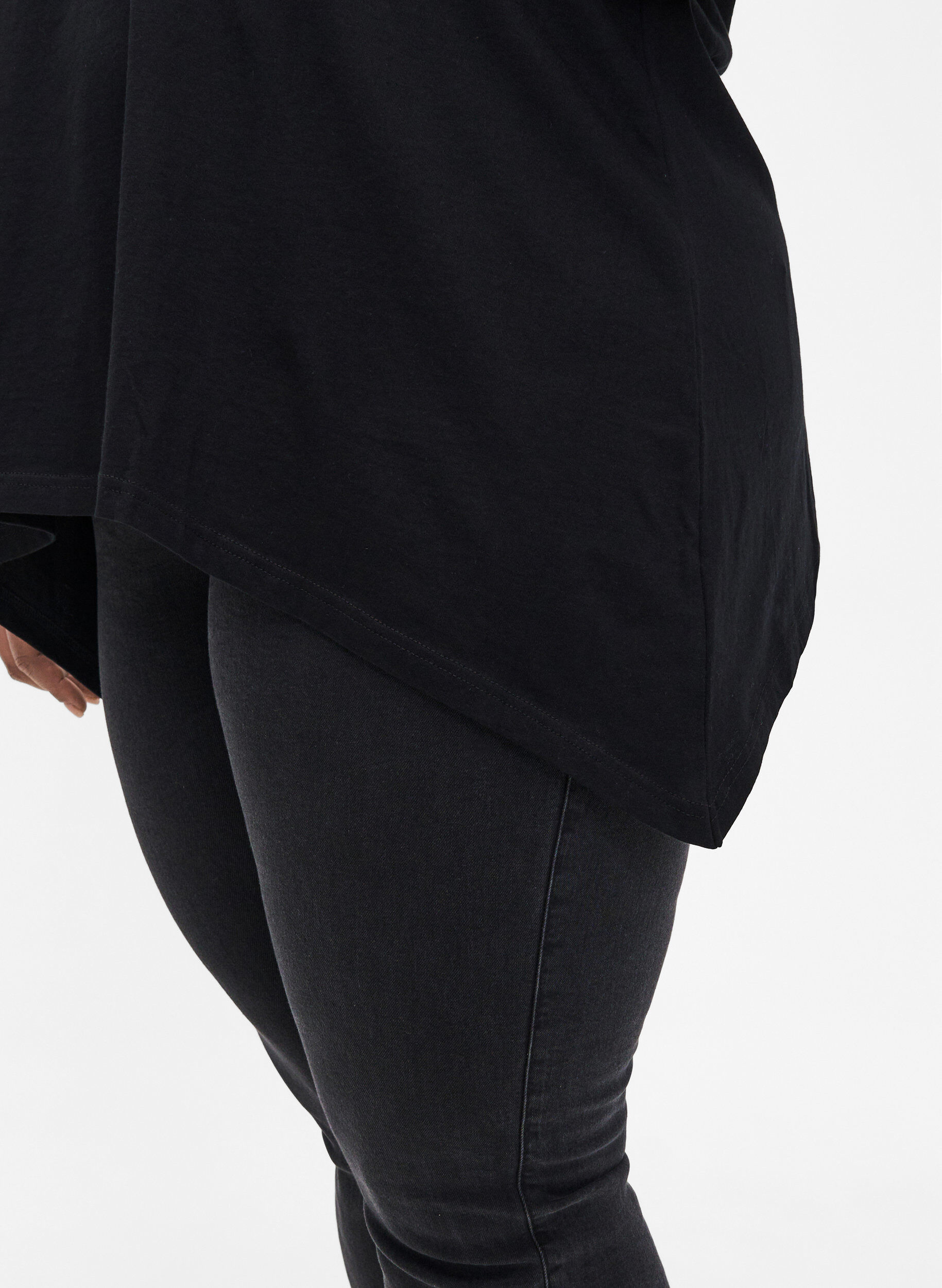 Zizzi Lyhythihainen puuvillainen t-paita, Black W. Sun, Model image number 2