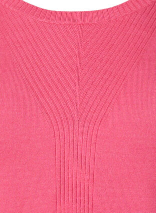 Yksivärinen neulepusero ribbauksella, Hot Pink Mel., Packshot image number 2