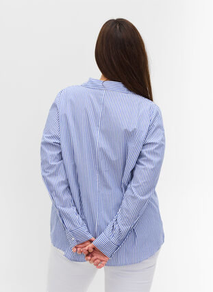 Raidallinen paita ekologisesta puuvillasta, Dazzling Blue Stripe, Model image number 1