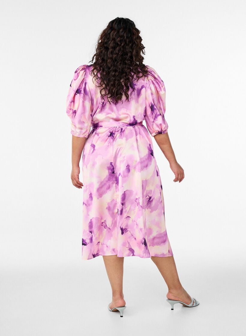 Lyhythihainen juhlamekko vy&ouml;nauhalla, Violetti, Model image number 1