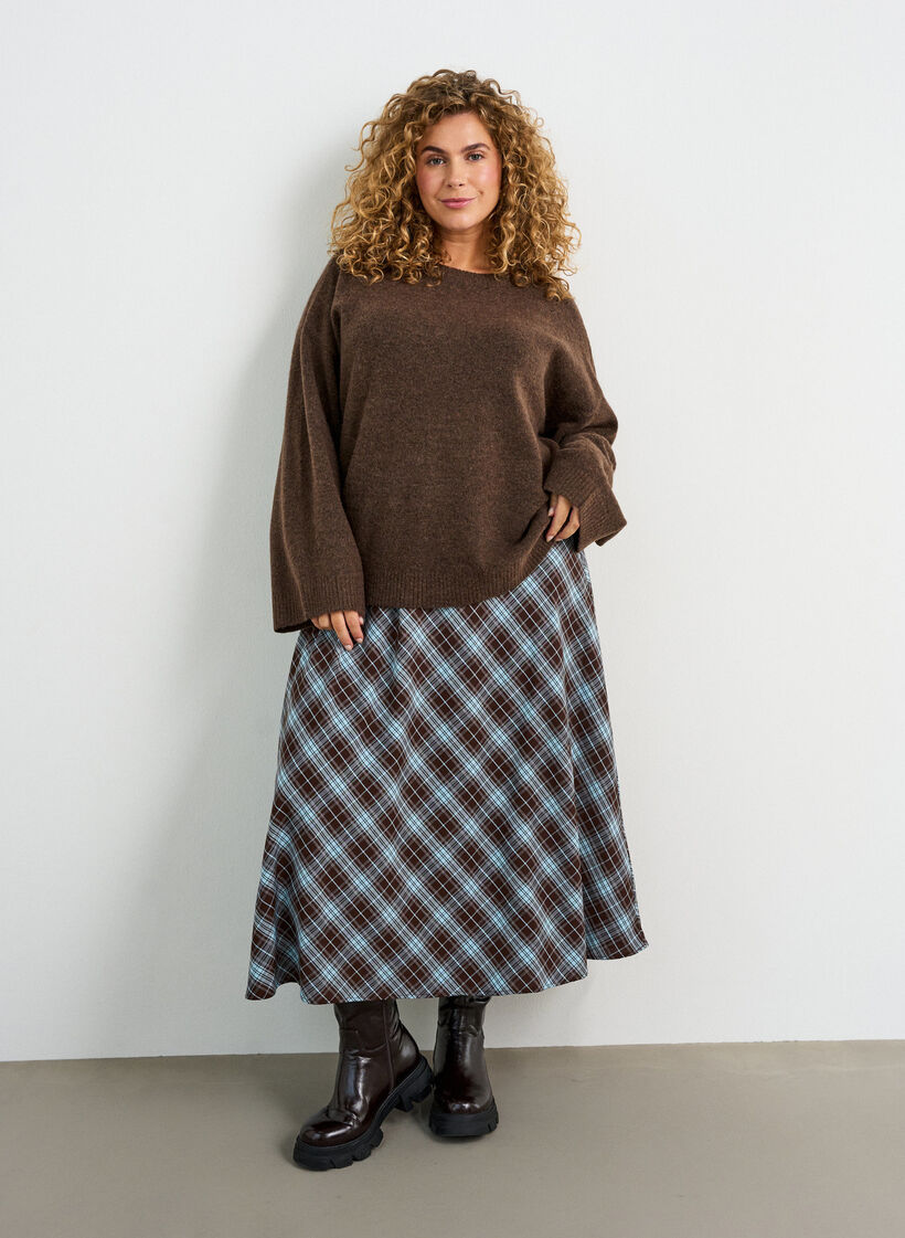 V&auml;lj&auml; neulepusero alpakanvillaa ja villaa, Ruskea, Model image number 1
