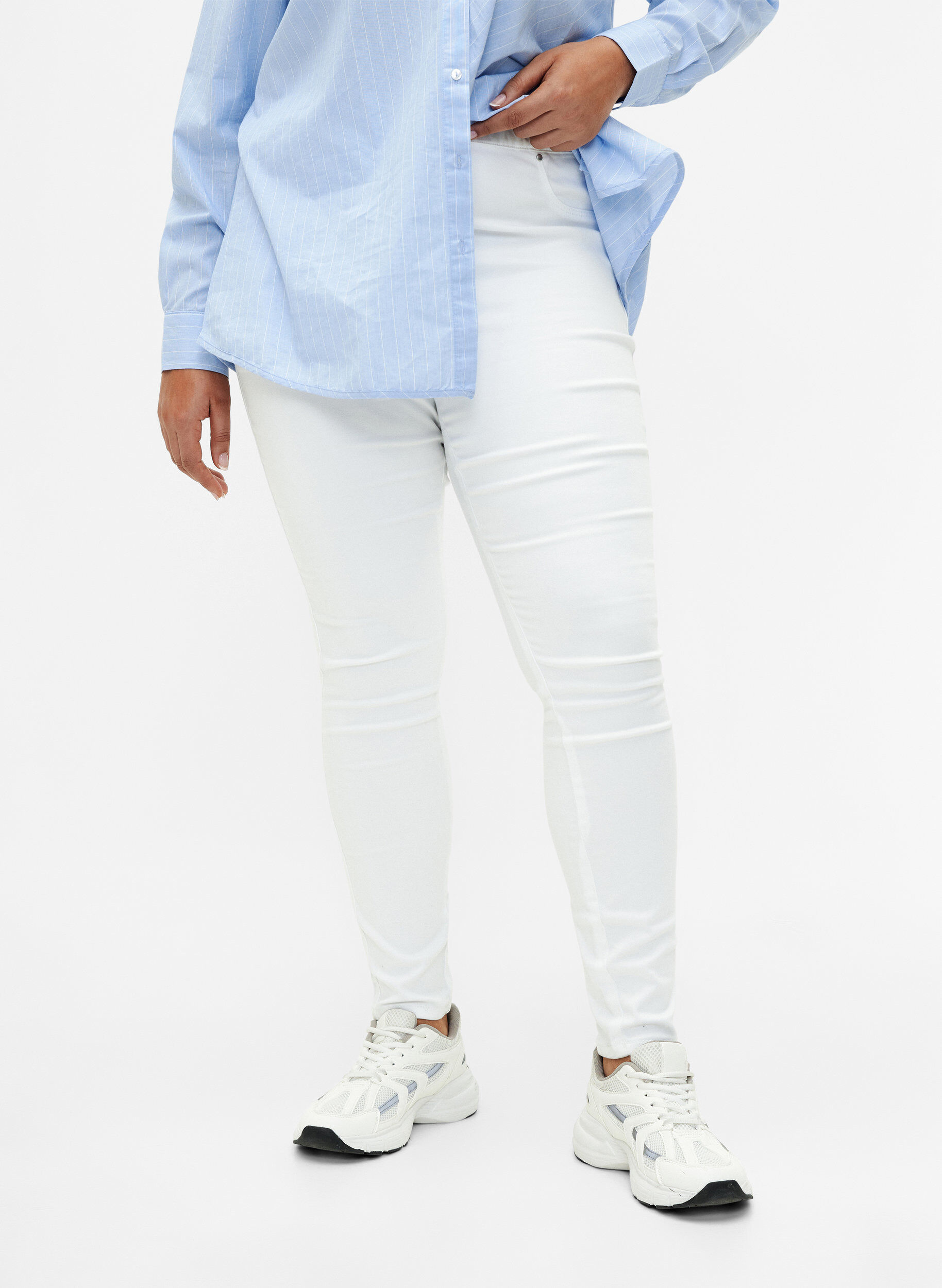ZizziKorkeavy&ouml;t&auml;r&ouml;iset jeggingsit, Valkoinen, Model image number 2