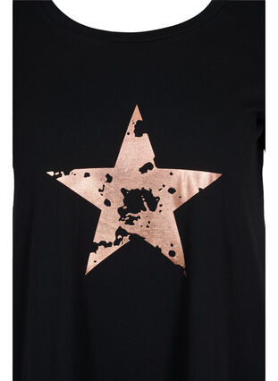 Lyhythihainen puuvillainen t-paita painatuksella, Black w. star copper, Packshot image number 2