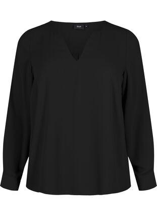 Pitkähihainen pusero, jonka selässä on rypytys, Black, Packshot image number 0