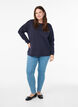Collegepaita py&ouml;re&auml;ll&auml; p&auml;&auml;ntiell&auml;, Sininen, Model image number 1