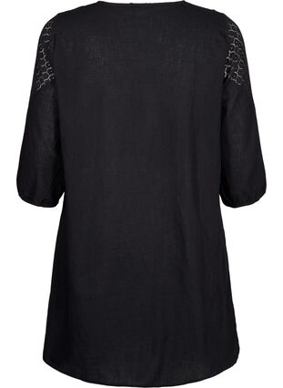 Puuvillan ja pellavan sekoitteesta valmistettu mekko, jossa on virkattuja yksityiskohtia, Black, Packshot image number 1