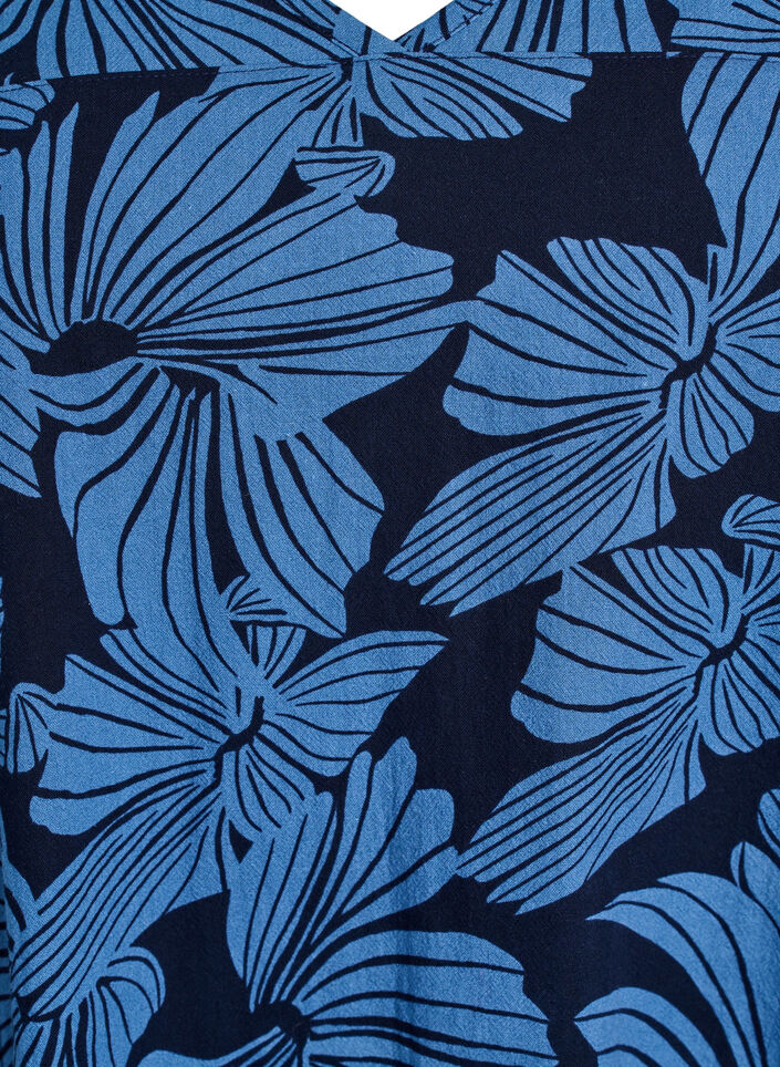 Lyhyt a-linjainen mekko kukkakuviolla, Sininen, Packshot image number 2