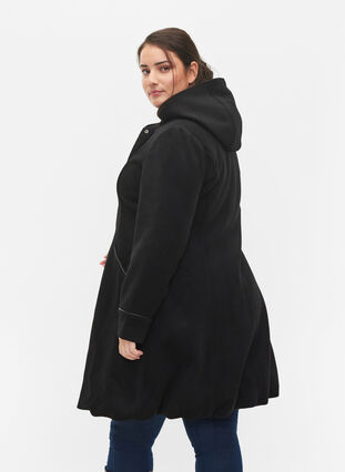 Hupullinen takki villalla, Black Solid, Model image number 1
