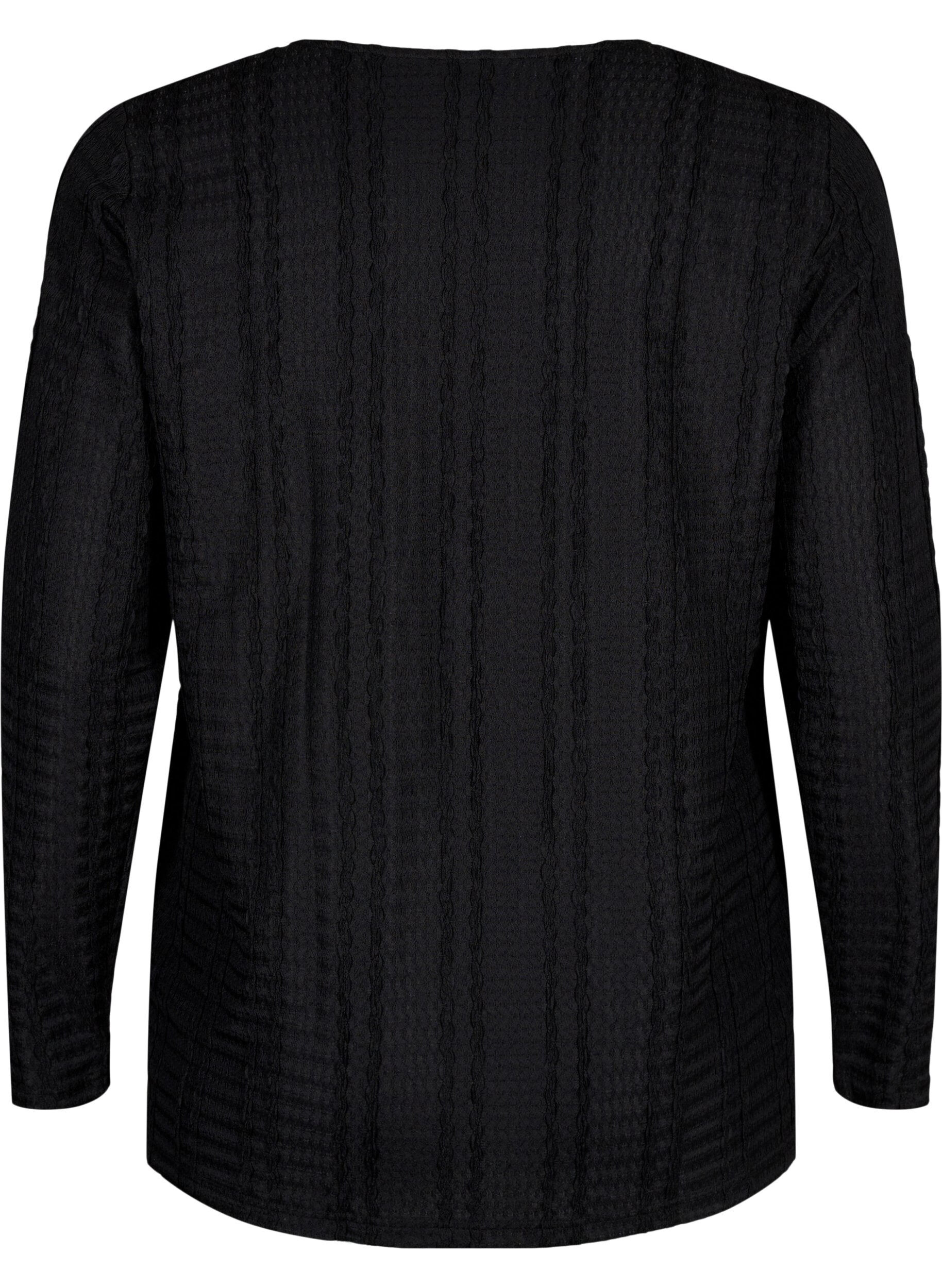 Zizzi Pitk&auml;hihainen pusero tekstuurilla., Black, Packshot image number 1
