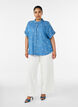 Denim-look lyocell -paita kukkakirjailulla, Sininen, Model image number 1