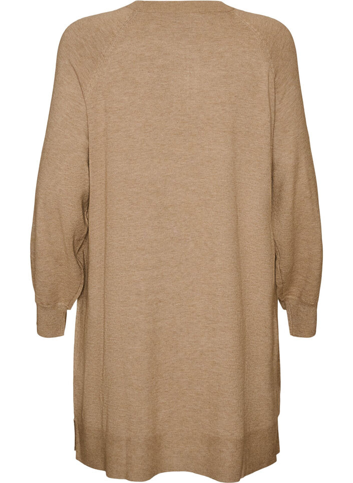 Lyhyt neulemekko raglanhihoilla ja keskisaumalla, Beige, Packshot image number 1