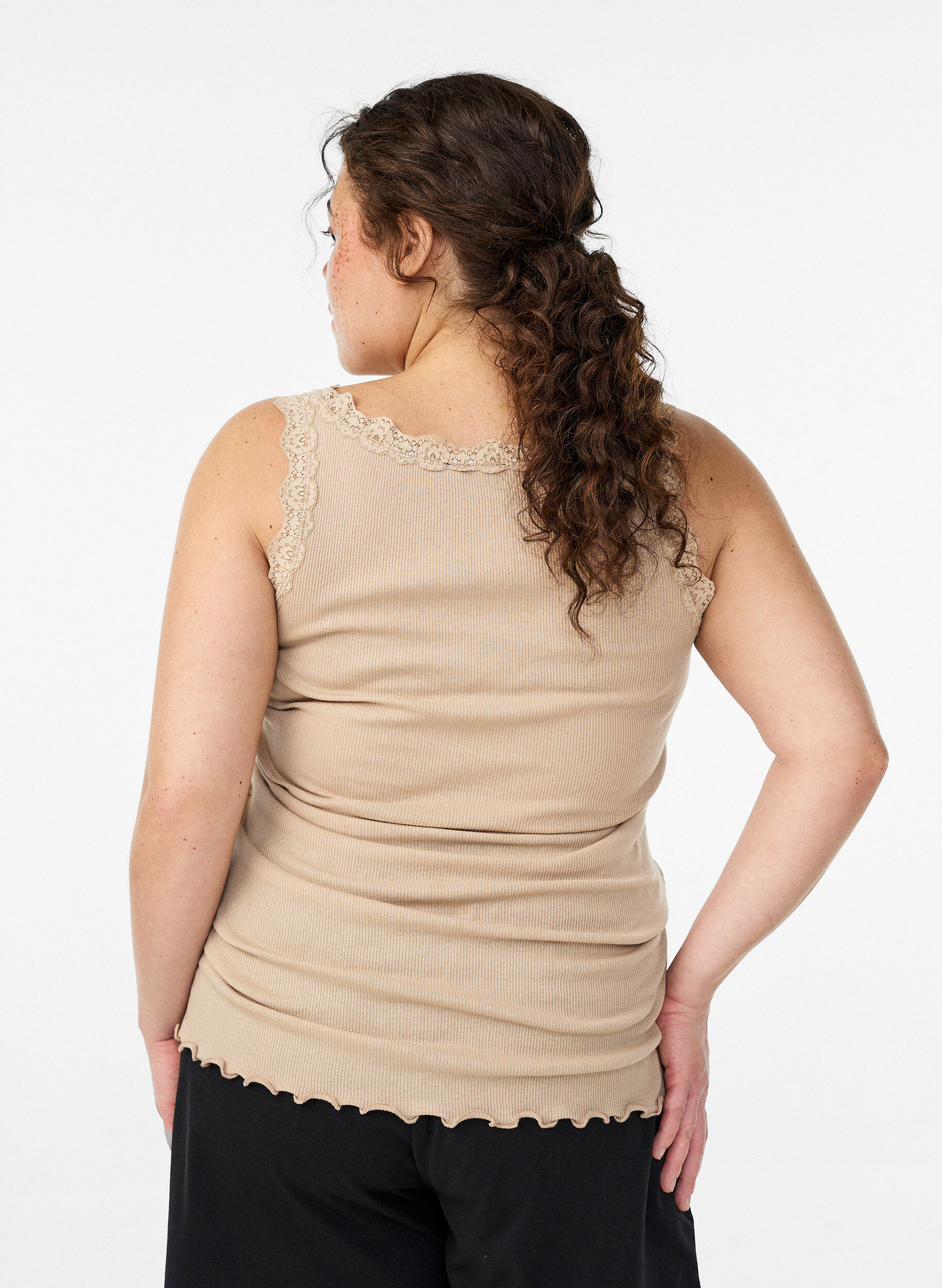 Zizzi Pitsikoristeinen yl&auml;osa, Beige, Model image number 2