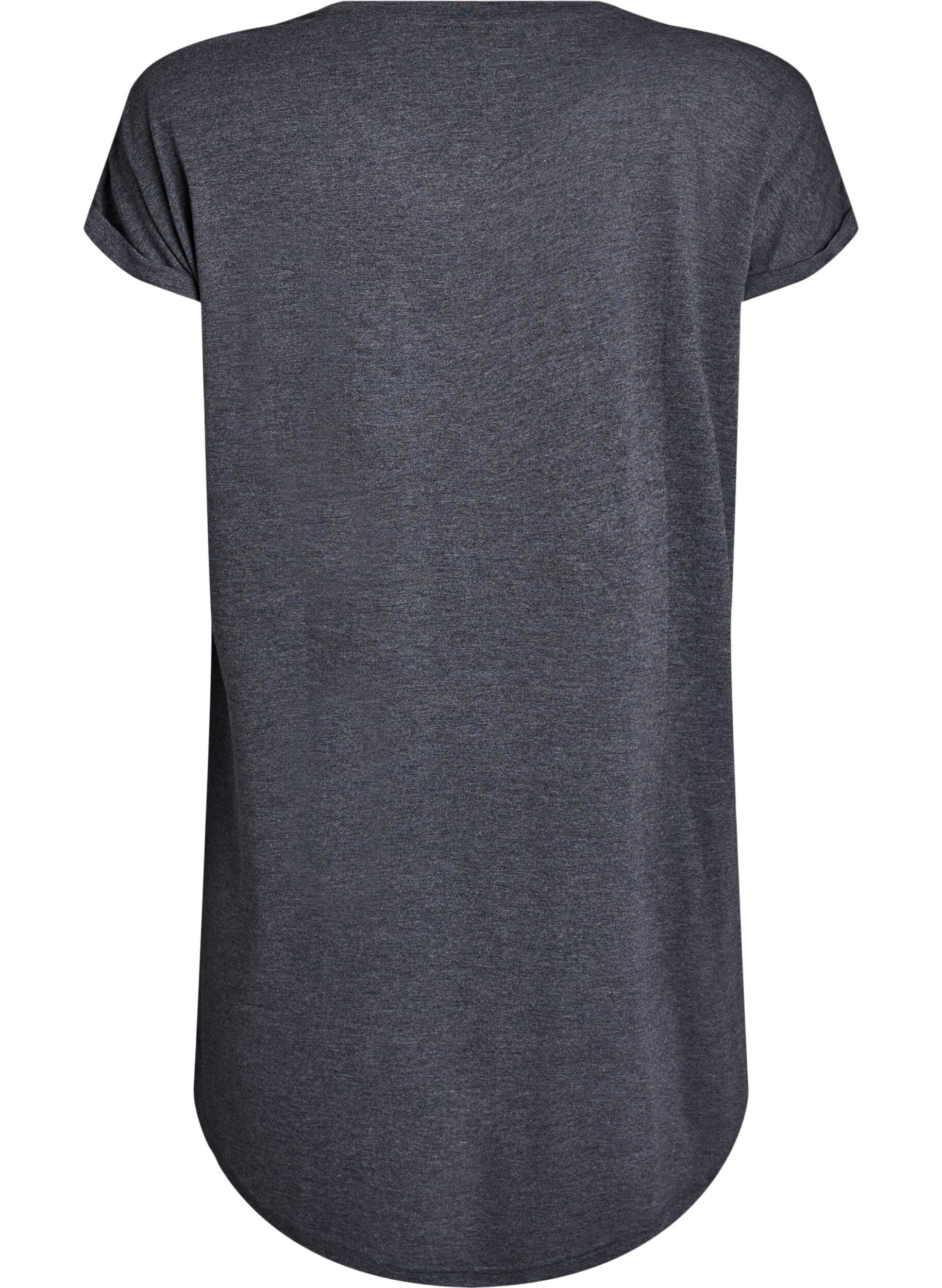 Zizzi Lyhythihainen y&ouml;paita tekstipainatuksella, Musta, Packshot image number 1