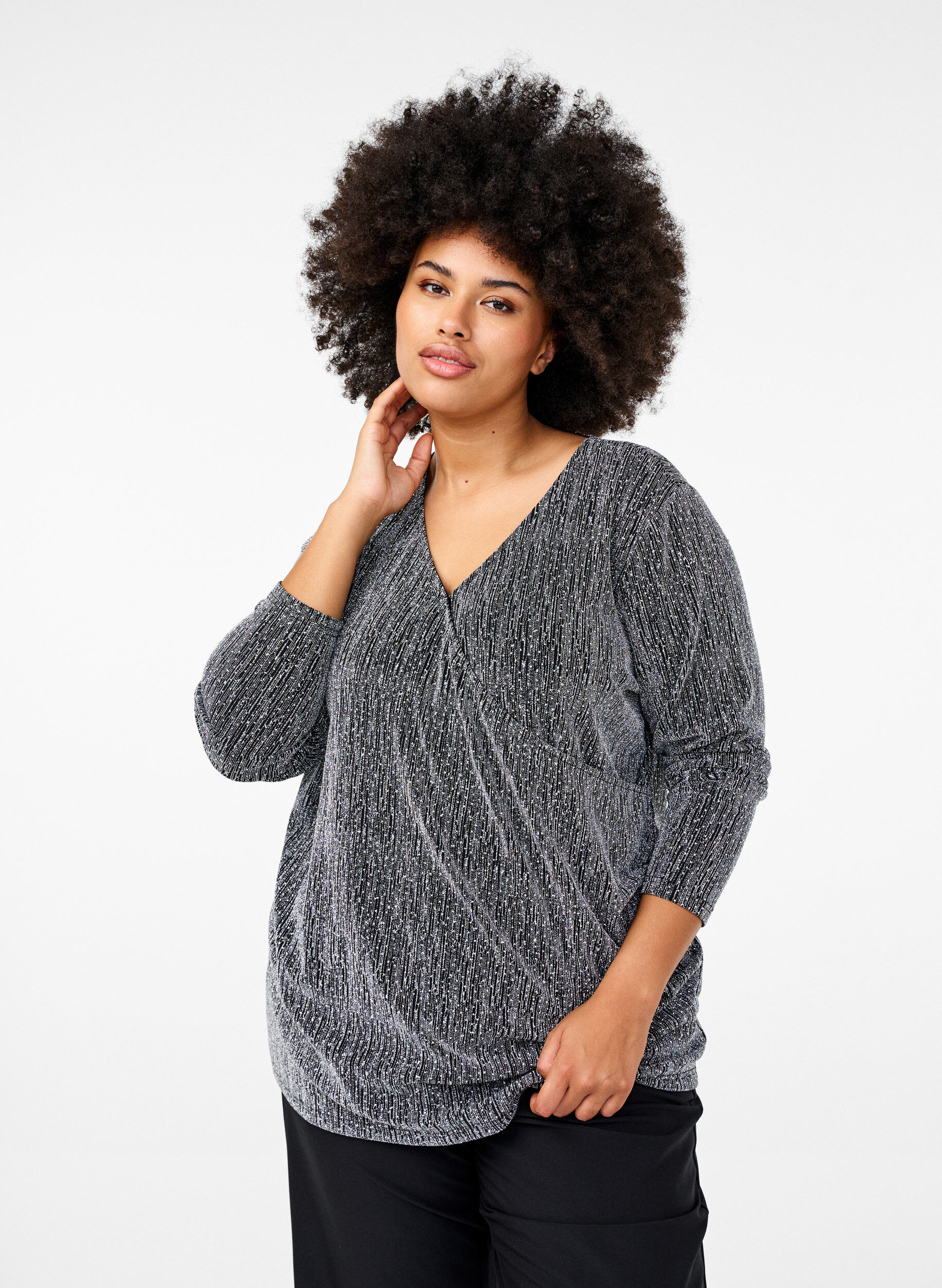 Kietaisutyylinen glitter-juhlapaita, Musta, Model