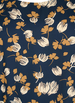 FLASH – Pitkähihainen smokattu ja kuviollinen pusero, Navy Brown Flower, Packshot image number 2