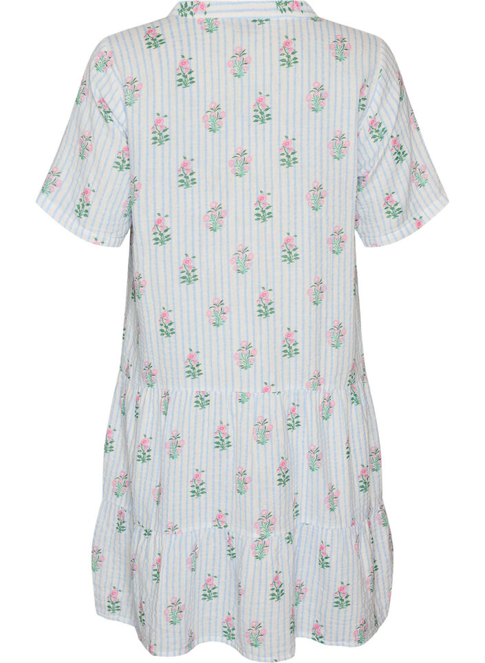 Lyhyt A-linjainen mekko puuvillamusliinista, Vanilja, Packshot image number 1