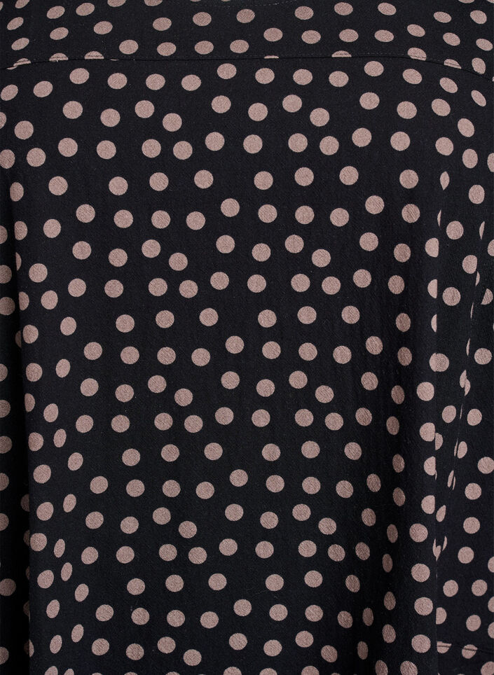 Lyhythihainen puuvillamekko kuosilla, Ruskea, Packshot image number 2