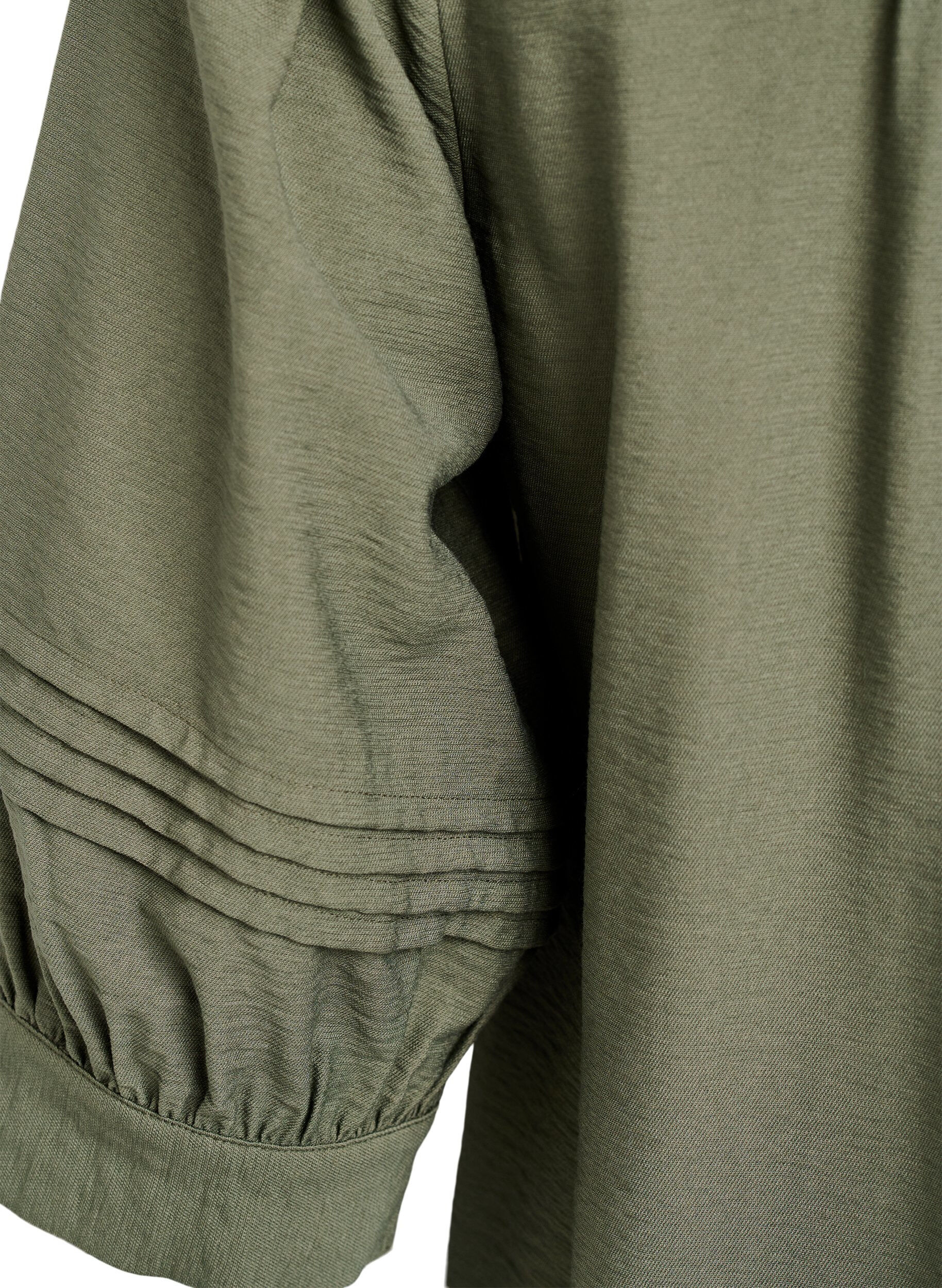 Zizzi Pusero 3/4-hihoilla ja koristeellisilla laskoksilla, Vihre&auml;, Packshot image number 3