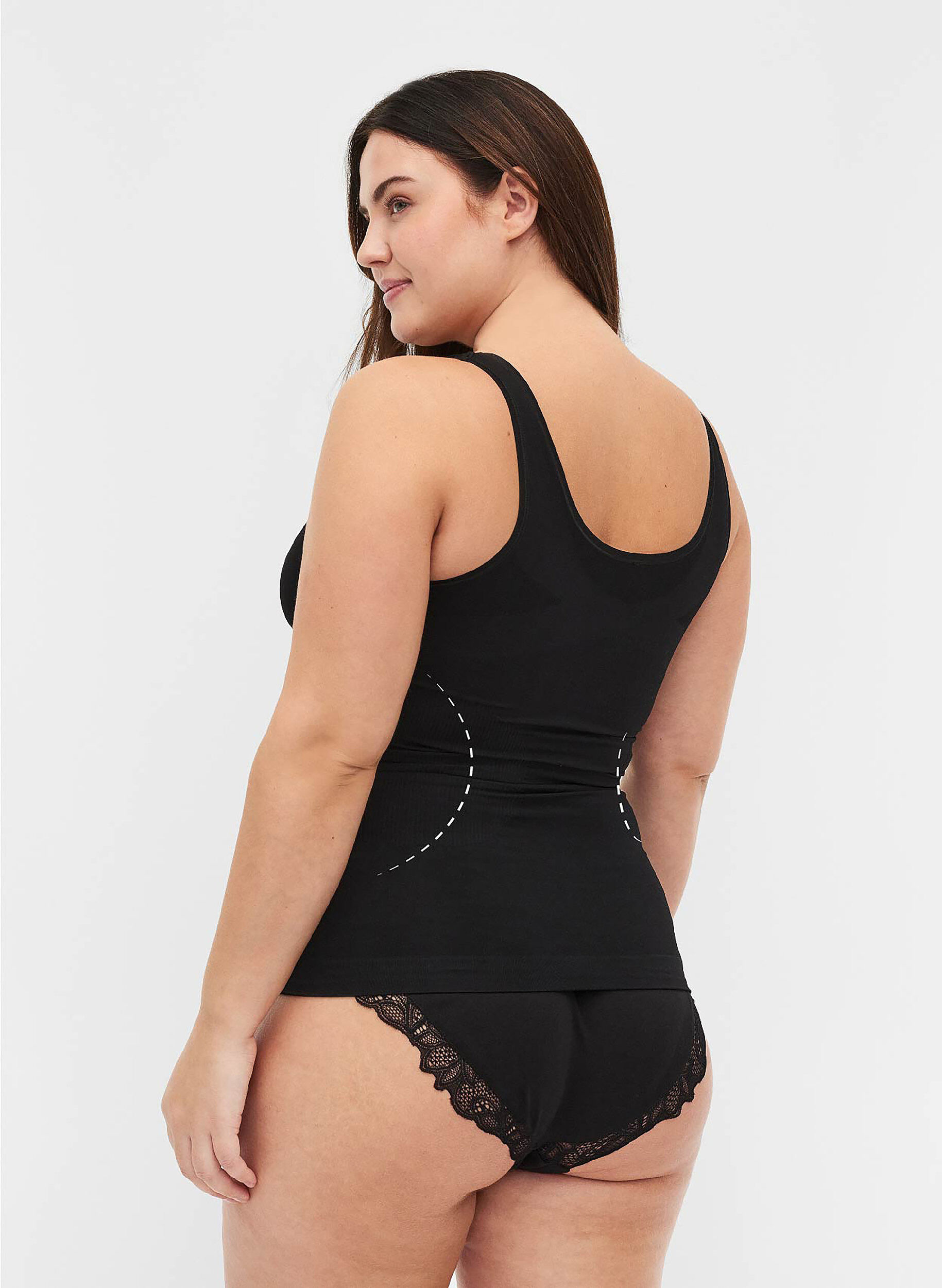 Zizzi Shapewear-toppi leveill&auml; olkaimilla, Musta, Model image number 1