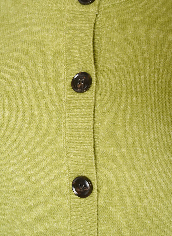Neuletakki napeilla ja py&ouml;ristetyll&auml; etuosalla, Vihre&auml;, Packshot image number 2